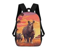 sinyumoney Rhinoceros Rinho Backpacks Children's Backpacks School Bag 3D Printed Children's School Backpack Fashion Travel Backpacks for Kids Elementary Middle School 17inch
