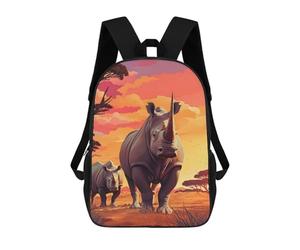 sinyumoney Rhinoceros Rinho Backpacks Children's Backpacks School Bag 3D Printed Children's School Backpack Fashion Travel Backpacks for Kids Elementary Middle School 17inch