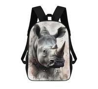 sinyumoney Rhinoceros Watercolor Kids School Backpack School Bag 3D Printed School Bag for Boys Elementary And Middle School Students 17inch