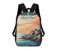 sinyumoney Rhode Island Lighthouse Sunset Rucksacks 3D Printed Children 17inch Backpacks Fashion Casual Daypack Travel Bags Outdoor Casual Daypack for Boy And Girl