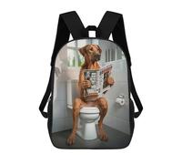 sinyumoney Rhodesian Ridgeback Toilet School Bag Backpack Teen Schoolbag 3D Printing Adjustable Schoolbag Fashion Pocket Bag for Kids Boys Girls Students And Teenagers Fans 17inch