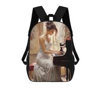sinyumoney Rhythm of Piano Watercolor Backpack School Bag Rucksack Casual Daypacks School Work Travel Bag for Men, Women & Teenage Boys 17inch