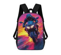 sinyumoney Ride Like The Wind Motorcycle Speed Art School Backpack Lightweight Airport College Students Back Pack for Boys/Girls/Teenagers 17inch