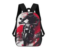 sinyumoney Ride Like The Wind Motorcycle Speed Backpacks Kids 17inch School Backpack School Bag 3D Printed School Bag for Boys Elementary And Middle School Students