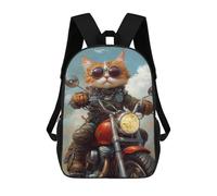 sinyumoney Rider Cat Biker Style School Backpack Lightweight Schoolbag Dayback Bookbag College for Camping Outdoor Adventures And Daily Travel 17inch