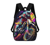 sinyumoney Rider in Action 3D Printed Children's School Backpack for Kids Travel Rucksacks Book Bags Kids School Bag 17inch