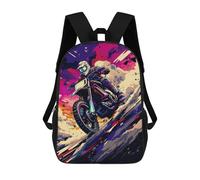 sinyumoney Rider in Action Dirt Bike Speed 17inch School Bag 3D Printed Children's School Backpack Casual Fashion Travel Backpacks for Kids School Students