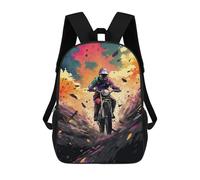 sinyumoney Rider in Action Motorcycle Speed Artwork Children's Backpacks School Backpack 3D Printed for Kids Travel Rucksacks Book Bags Kids 17inch School Bag