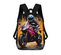 sinyumoney Rider in Leather on Red Motorcycle School Backpack Water Resistant Travel Backpack Computer Bag for Men, Women & Teenage Boys 17inch