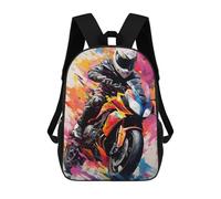 sinyumoney Rider in Motion Backpack Kids School Bag Boys Cartoon 3D Print Students Schoolbag Laptop Daypack for Boys Girls 17inch