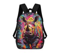 sinyumoney Rihnos Rhinoceros Painting Backpack 3D Print Kids Bag Elementary Students Daypack Lightweight School Bag for Children Girls Boys Nursery Lunch Pack 17inch