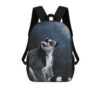 sinyumoney Ring-Tailed Lemur Painting School Bag 3D Printed Backpacks Fashion Kids School Backpack Boys Rucksacks for Boys Middle School Students 17inch