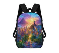sinyumoney Rio De Janeiro Sunset Kids School Backpack 3D Printed Backpacks Fashion School Bag Rucksacks for Boys Elementary And Middle School Students 17inch