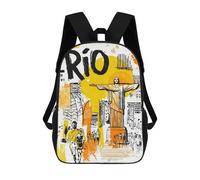 sinyumoney Rio De Janeiro Travel 3D Printed Children's School Backpack for Kids High Capacity Travel Rucksacks Book Bags Kids School Bag Back Pack 17inch