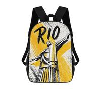 sinyumoney Rio De Janeiro Travel Backpacks Kids Student Schoolbag,3D Printed Backpacks,Elementary And Middle School Students Backpacks for Boys Girls 17inch