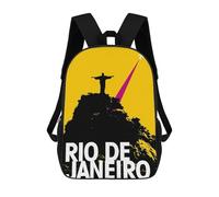sinyumoney Rio De Janeiro Travel Kids School Backpack School Bag 3D Printed School Bag for Boys Elementary And Middle School Students 17inch