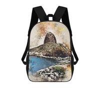 sinyumoney Rio in Watercolor Backpacks Children's Backpacks School Bag 3D Printed Children's School Backpack Fashion Travel Backpacks for Kids Elementary Middle School 17inch