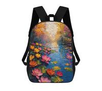 sinyumoney Rivers Roses Sunset Kids' Backpack 3D Printing School Bag Boys Cool Daypacks Casual Knapsack Fun Back Bag for Kids And Teenager 17inch