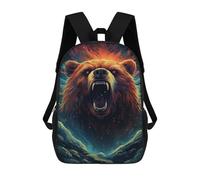 sinyumoney Roaring Bear Illustration Backpack School Bag Large School Backpack for Boys - Perfect for Travel, Work And Daily Use 17inch