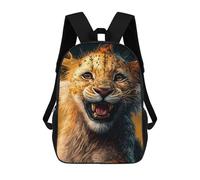 sinyumoney Roaring Lion's Portrait 3D Printed School Bag Children's School Backpack Schoolbags Travel Backpacks Casual Fashion Bag for Kids School Students 17inch
