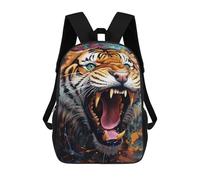 sinyumoney Roaring Tiger Artwork -9 Backpack for School 3D Printed Boys Girls School BagChildren Bookbag Travel Rucksack 17inch