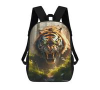 sinyumoney Roaring Tiger in Forest Kids School Backpack 3D Printed Fashion School Bag Casual School Bag for Boys Elementary And Middle School Students 17inch