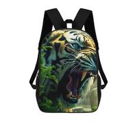 sinyumoney Roaring Tiger Portrait Kids School Backpack 3D Printed Fashion School Bag Casual School Bag for Boys Elementary And Middle School Students 17inch