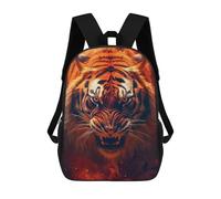 sinyumoney Roaring Tiger Portrait Kids School Backpack 3D Printed Fashion School Bag Casual School Bag for Boys Elementary And Middle School Students 17inch