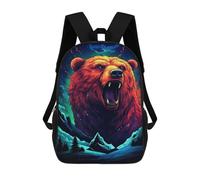 sinyumoney Roaring Wild Bear Illustration Rucksack Business Laptop Rucksack Bag Unisex Casual Daypack for Girls Boys Teenage 17inch