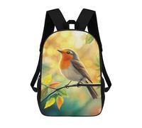sinyumoney Robin Bird Art 3D Printed Children's School Backpack for Kids High Capacity Travel Rucksacks 17 Inch Book Bags Kids