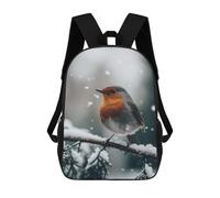 sinyumoney Robin in Winter Snow 3D Printed 17inch Kids School Bag Rucksacks Children's School Fashion Casual Back Pack High Capacity Travel Book Bags