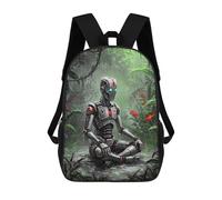 sinyumoney Robot in Meditation in The Jungle Children's School Backpack 3D Printed for Kids Travel Rucksacks Book Bags Kids School Bag 17inch