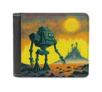 sinyumoney Robot on Alien Planet 3D Print PU Leather Men's Wallet Use Holds Bills RFID Blocking Stylish Durable Wallets Youth Guys 11.7cm*9.5cm
