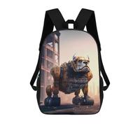 sinyumoney Robotic Bulldog in Industrial Setting School Backpack 3D Printed School Bags Boys Girls Laptop Backpack for Kids/Students/Adults 17inch
