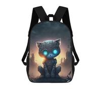 sinyumoney Robotic Cat in Apocalyptic Cityscape School Bags Lightweight Casual Daypack School Backpacks for School/Work/Travel 17inch