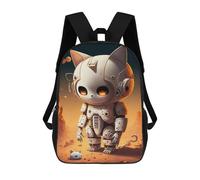 sinyumoney Robotic Cat in Desert Children's School Backpack 3D Printed for Kids Travel Rucksacks Book Bags Kids School Bag 17inch