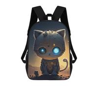 sinyumoney Robotic Cat in Desert Night Children's School Backpack Fashion Casual Children's Backpacks 3D Printed School Bags Boy Large Backpack 17inch