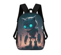 sinyumoney Robotic Cat in Space -4 Children's School Backpack Fashion Casual Children's Backpacks 3D Printed School Bags Boy Large Backpack 17inch