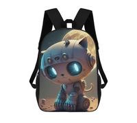sinyumoney Robotic Cat on The Moon Children's School Backpack 3D Printed for Kids Travel Rucksacks Book Bags Kids School Bag 17inch