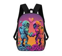 sinyumoney Robotic Romance A Love Story Children's Backpacks School 3D Printed Bag Bookbag for Kids Travel Rucksacks Boy Girl Book Bags Kids School Bag 17inch