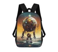 sinyumoney Robotic Sphere in A Futuristic Landscape School Bag Bookbag 3D Printed Children's Backpacks for Kids Boy Girl Book Bags Kids School Bag Travel Rucksacks 17inch