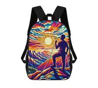 sinyumoney Rock Climbing Wpap Pop Art Backpacks Kids School Backpack School Bag 3D Printed School Bag for Boys Elementary And Middle School Students 17inch