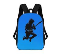sinyumoney Rock Guitarist Silhouette - Electric Blue Jump Backpack School Large School Backpack for Boys - Perfect for Travel, Work And Daily Use 17inch