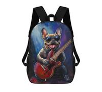sinyumoney Rock Star Bulldog Guitarist School Backpack Water Resistant Travel Backpack Computer Bag for Men, Women & Teenage Boys 17inch
