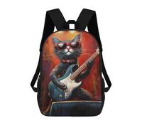 sinyumoney Rock Star Cat Guitar Art Print -1 Backpack School Bag Rucksack for Girls Boys Backpacks Large Capacity Kids Back Pack Lightweight School Bags for Children Students 17inch