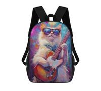 sinyumoney Rock Star Cat Guitar Painting -1 School Backpack Secondary Causal Travel High School Bags for Camping Outdoor Adventures And Daily Travel 17inch