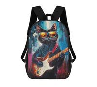 sinyumoney Rock Star Cat Guitar Painting -3 School Bags Large Water Resistant Laptop Backpack - Perfect for Travel, Work And Daily Use 17inch