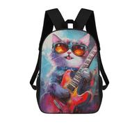 sinyumoney Rock Star Cat Guitar Painting -5 17inch School Bag 3D Printed Children's School Backpack Casual Fashion Travel Backpacks for Kids School Students