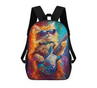sinyumoney Rock Star Cat Guitar Painting -6 Backpack School Bag Rucksack Casual Daypacks School Work Travel Bag for Teenage Girls Boys Women Men 17inch