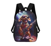 sinyumoney Rock Star Dachshund Guitarist Children's Backpacks School Backpack 3D Printed for Kids Travel Rucksacks Book Bags Kids 17inch School Bag